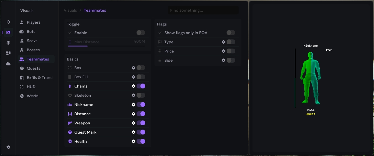 Screenshot 3 — ancient cheat for Escape from Tarkov